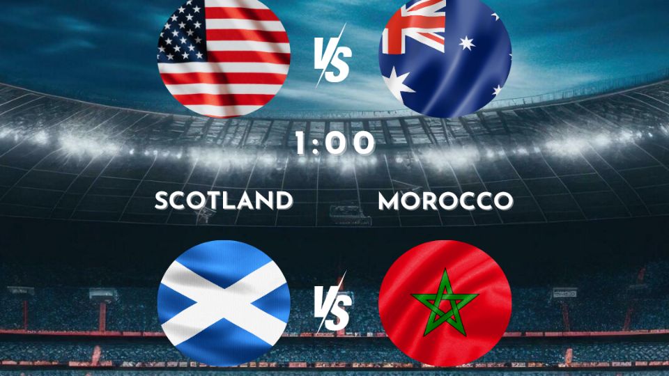 FIFA World Cup 19.6. kl. 22:00 USA vs. Australia / 20.6. kl. 01:00 Scotland vs. Morocco