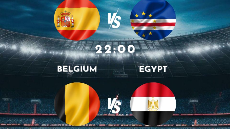 FIFA World Cup 15.6. 19:00 Spanien vs. Kap Verde / 22:00 Belgien vs. Egypten